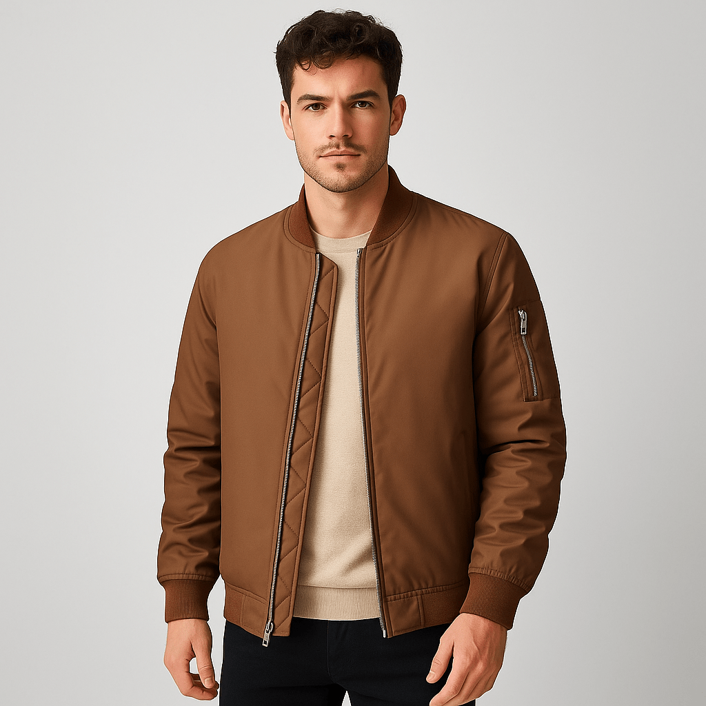 Elias slim bomber - takki - Vetoketju - Tyylikäs miesten malli - EmiyoSuomi - Bomberjacket - Mies