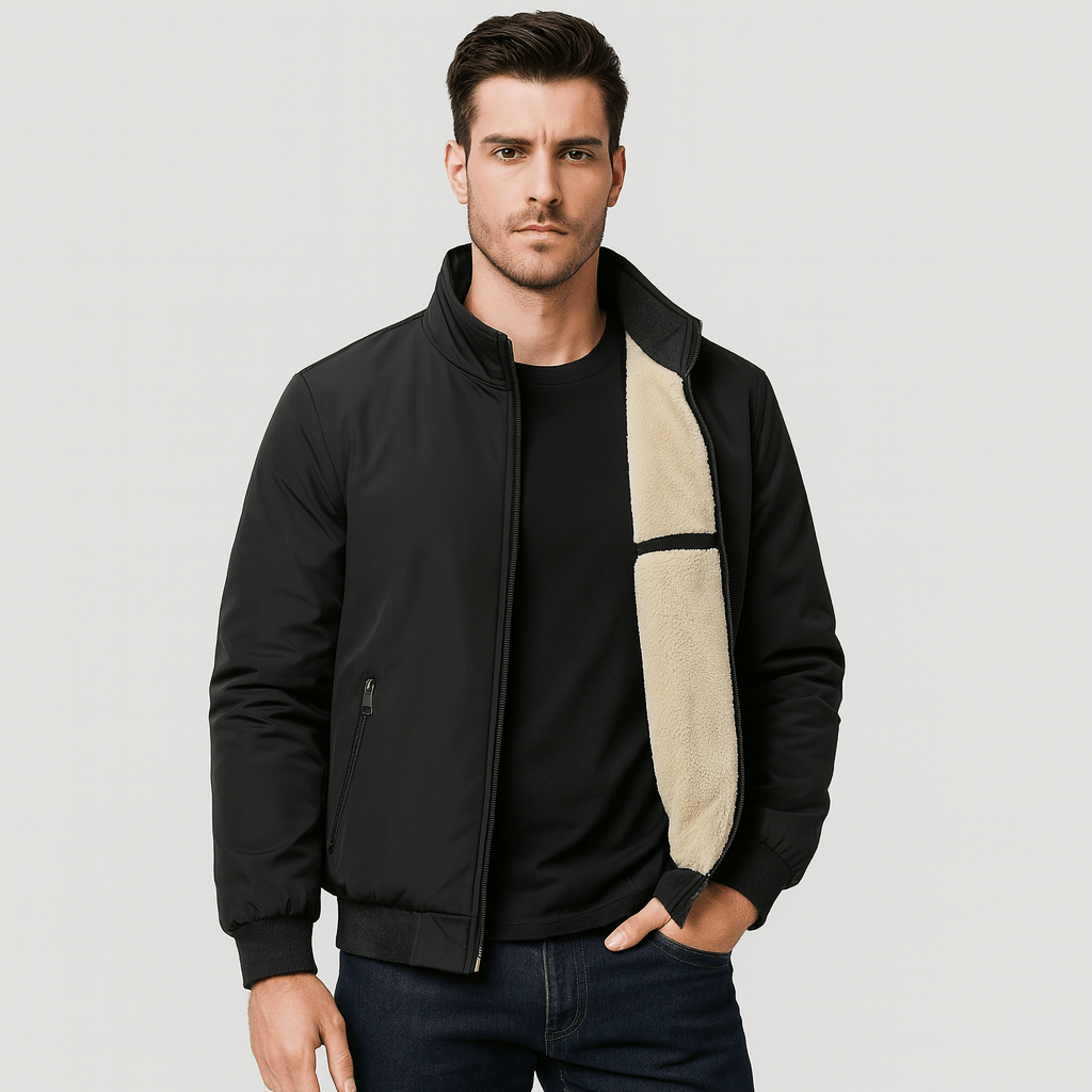 Erik | Lämmin fleecejakke miehille - Korkea kaulus - Mukavuus - EmiyoSuomi - Bomberjacket - Mies
