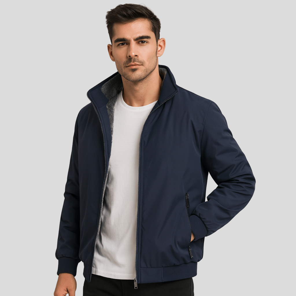 Erik | Lämmin fleecejakke miehille - Korkea kaulus - Mukavuus - EmiyoSuomi - Bomberjacket - Mies