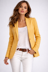 Naisten slim fit blazer lovikaulus yksinappiinen pitkähihainen jakku