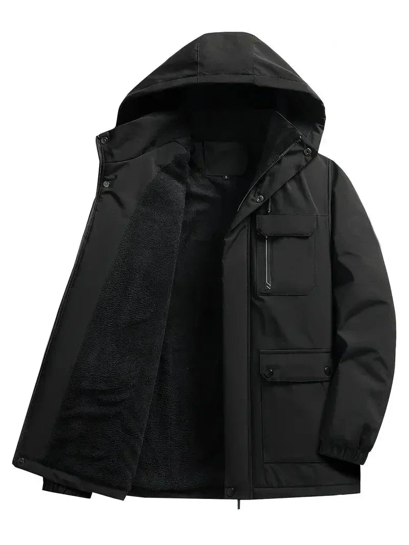 Miesten vedenpitävä hupullinen parka untuvatakit regular fit talvitakki