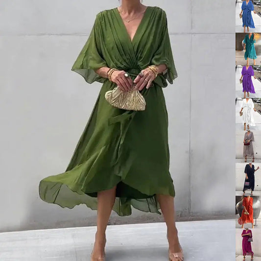 Victoria – Mekko Batwing-hihat V-pääntie Kesävärit vivano-warszawa