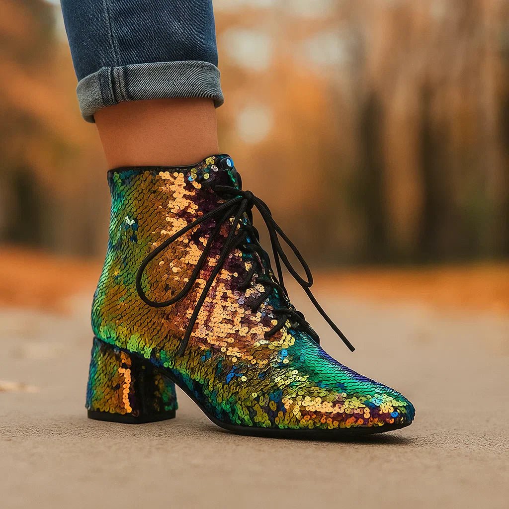 Femme Kimalle - Ankelisaappaat - Nauhat - Tyylikäs Kiilto - EmiyoSuomi - Saappaat Nainen