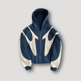 Miesten Hoodie | Vetoketju ja Painatus | Sininen, Musta, Harmaa