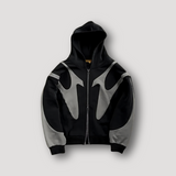Miesten Hoodie | Vetoketju ja Painatus | Sininen, Musta, Harmaa