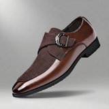 Miesten mokkanahka monk strap pukukengät solkikiinnityksellä kaksivärinenä