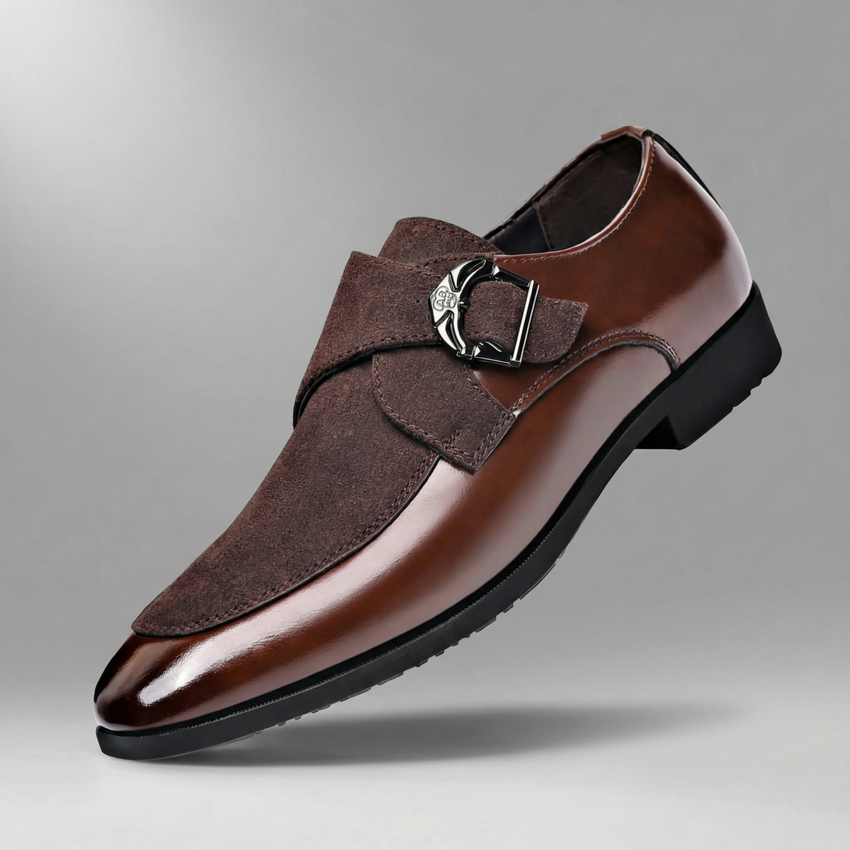Miesten mokkanahka monk strap pukukengät solkikiinnityksellä kaksivärinenä