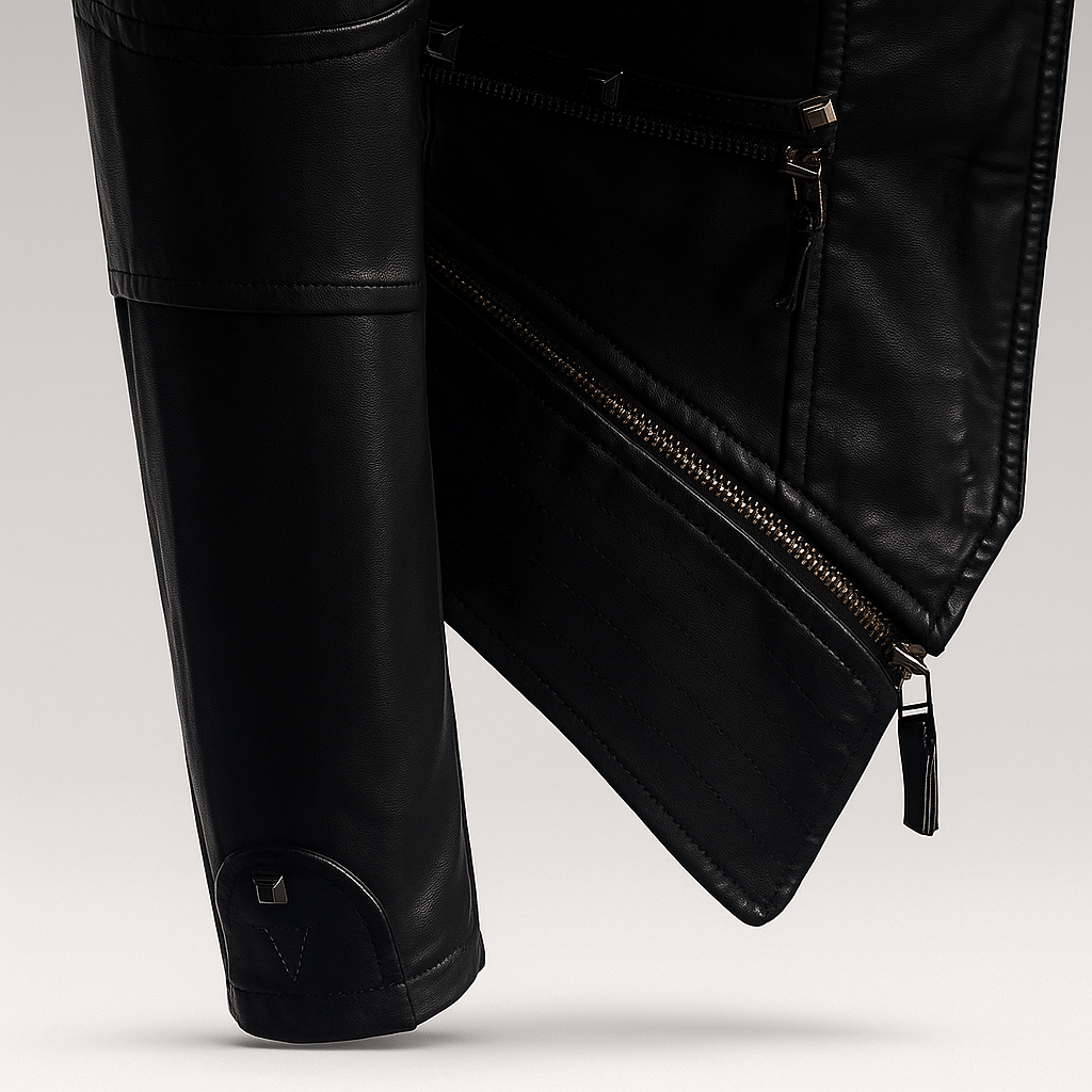 Goottilainen Nahkatakki Naisille - Vahva Tyyli - Uniikki Suunnittelu - EmiyoSuomi - Takki Nainen