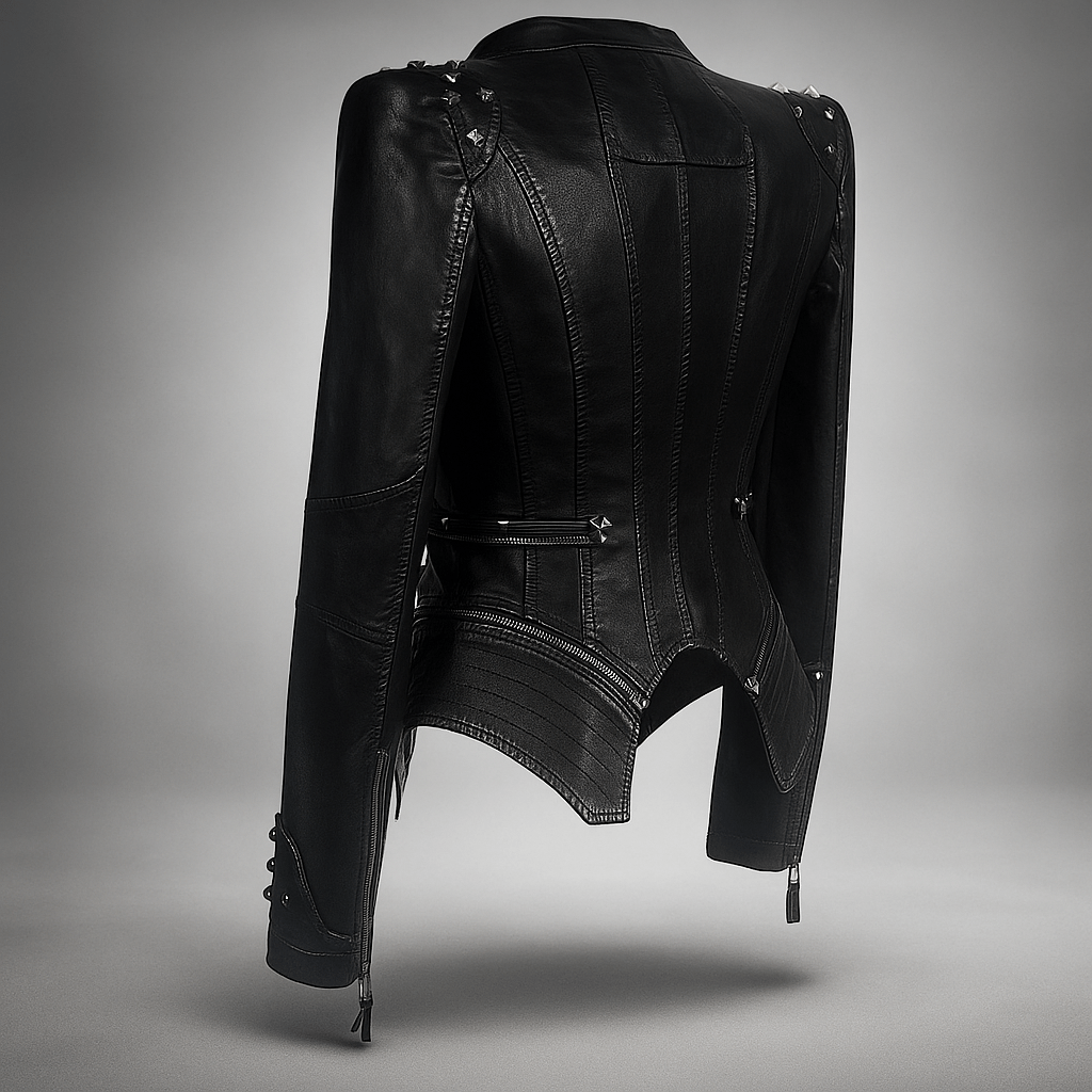 Goottilainen Nahkatakki Naisille - Vahva Tyyli - Uniikki Suunnittelu - EmiyoSuomi - Takki Nainen