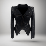 Goottilainen Nahkatakki Naisille - Vahva Tyyli - Uniikki Suunnittelu - EmiyoSuomi - Takki Nainen