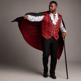 Goottinen Miesten Vampyyri Puku - Pitkä Viitta - Volangpaita - EmiyoSuomi - Halloween