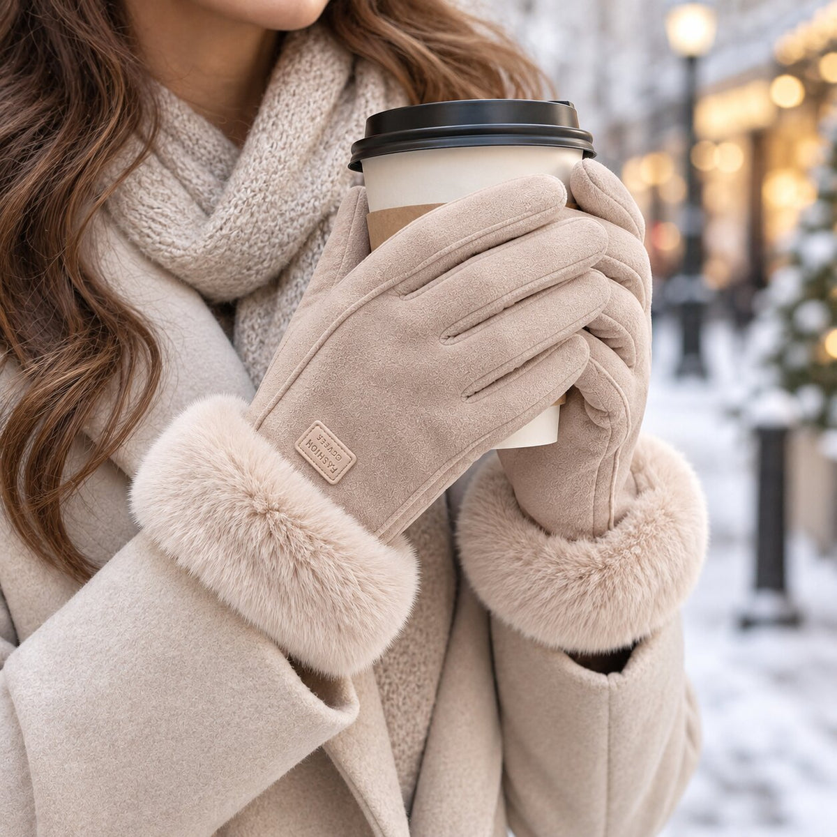 Naisten talvihanskat lammastaljalla vuorattu kosketusnäyttöyhteensopiva