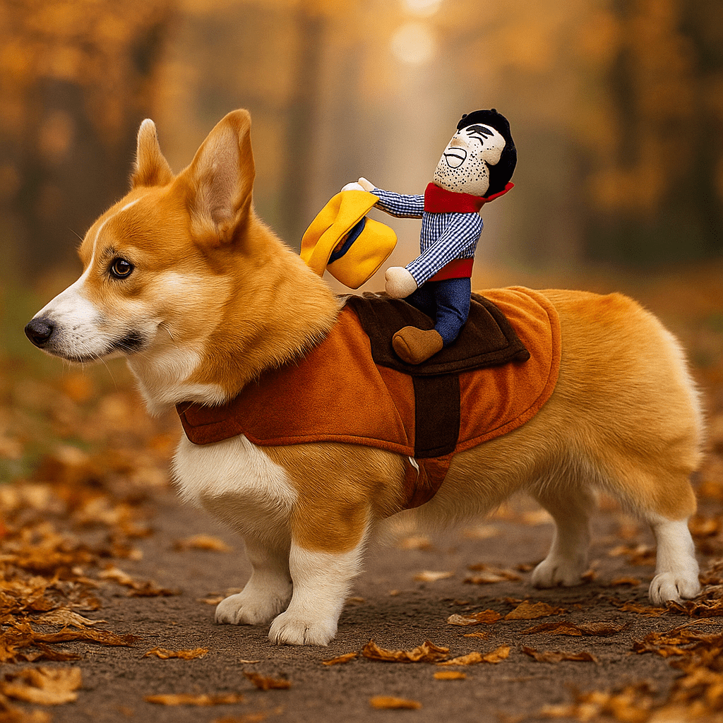 Hauska Ratsastaja Koira Halloween Puku - Pehmeä Satula - Mukava & Uniikki - EmiyoSuomi - Halloween