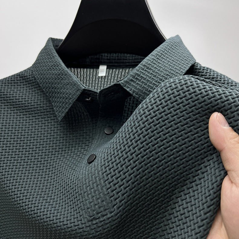 Miesten slim fit paita lyhyillä hihoilla, klassinen vapaa-ajan tyyli