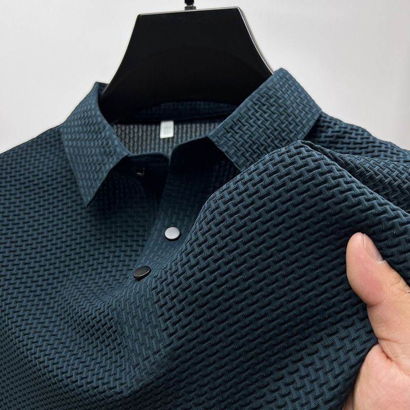 Miesten slim fit paita lyhyillä hihoilla, klassinen vapaa-ajan tyyli