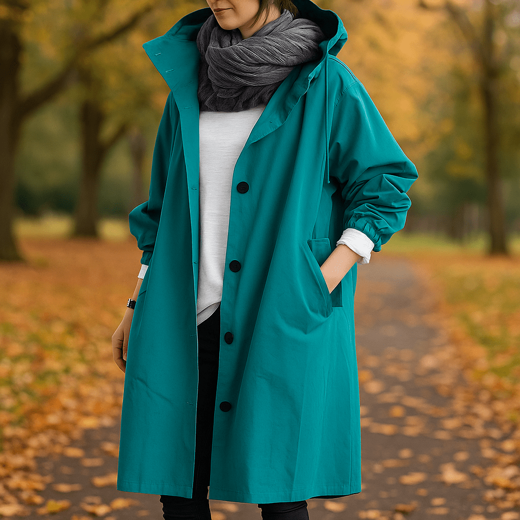 Helena - Vedenpitävä Trench Coat - Huppu - Tyylikäs Suoja - EmiyoSuomi - Takki Nainen
