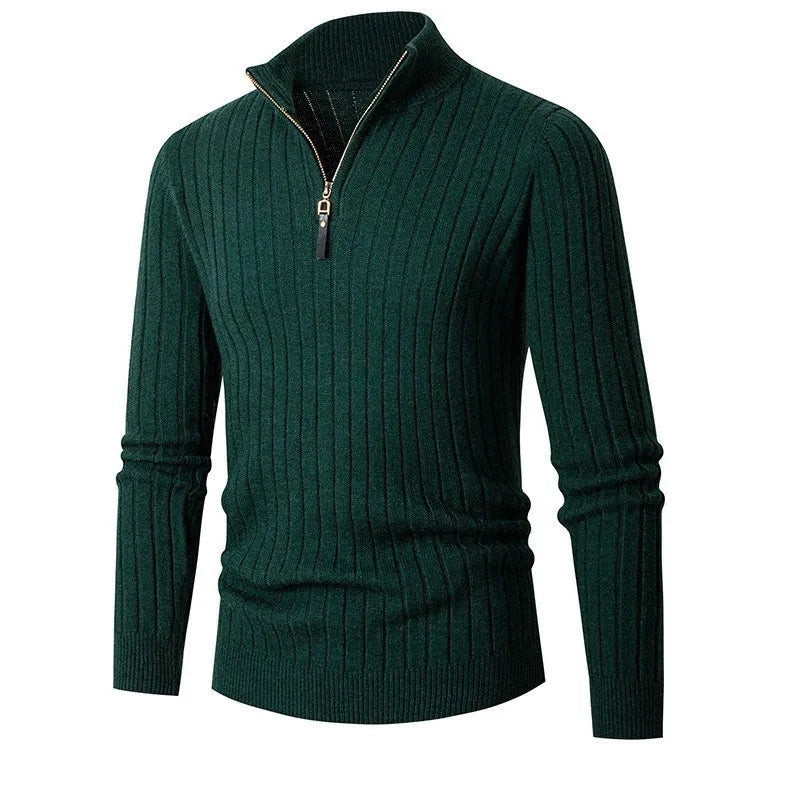 Miesten puolivetoresorineule pystykaulus slim fit leveä ribrakenne