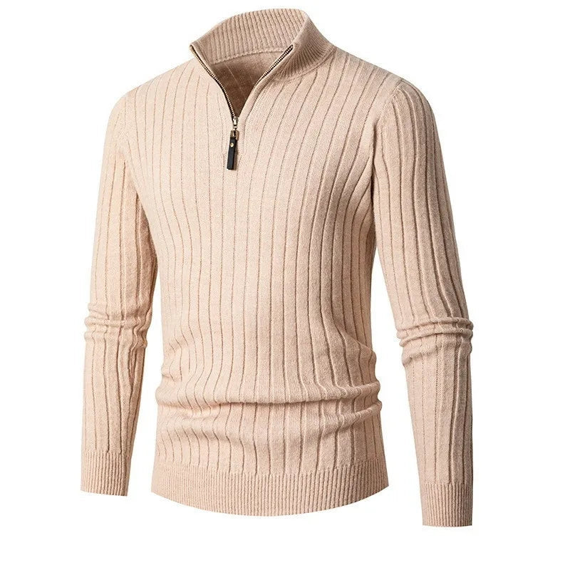 Miesten puolivetoresorineule pystykaulus slim fit leveä ribrakenne
