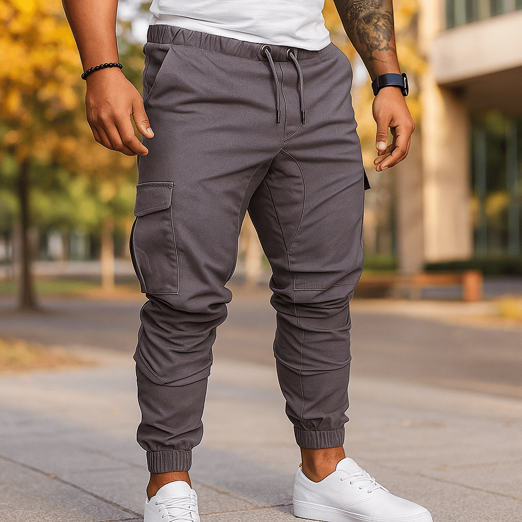 Herra Cargo Joggers - Joustava Vyötärö - Kapeat Housut - Useat Taskut - EmiyoSuomi - Jeans Miehet