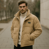 Herre Corduroy Puffertakki - Vakiokaulus - Napit - Lämmin & Tyylikäs - EmiyoSuomi - Takit - Miehet