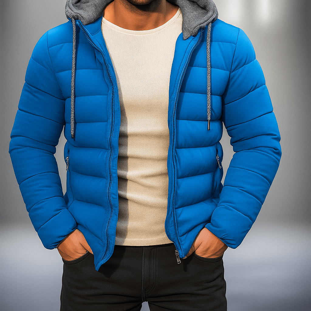 Herre kevyt talvitakki - vetoketju - huppu - kiristysnauha - EmiyoSuomi - Takit - Miehet