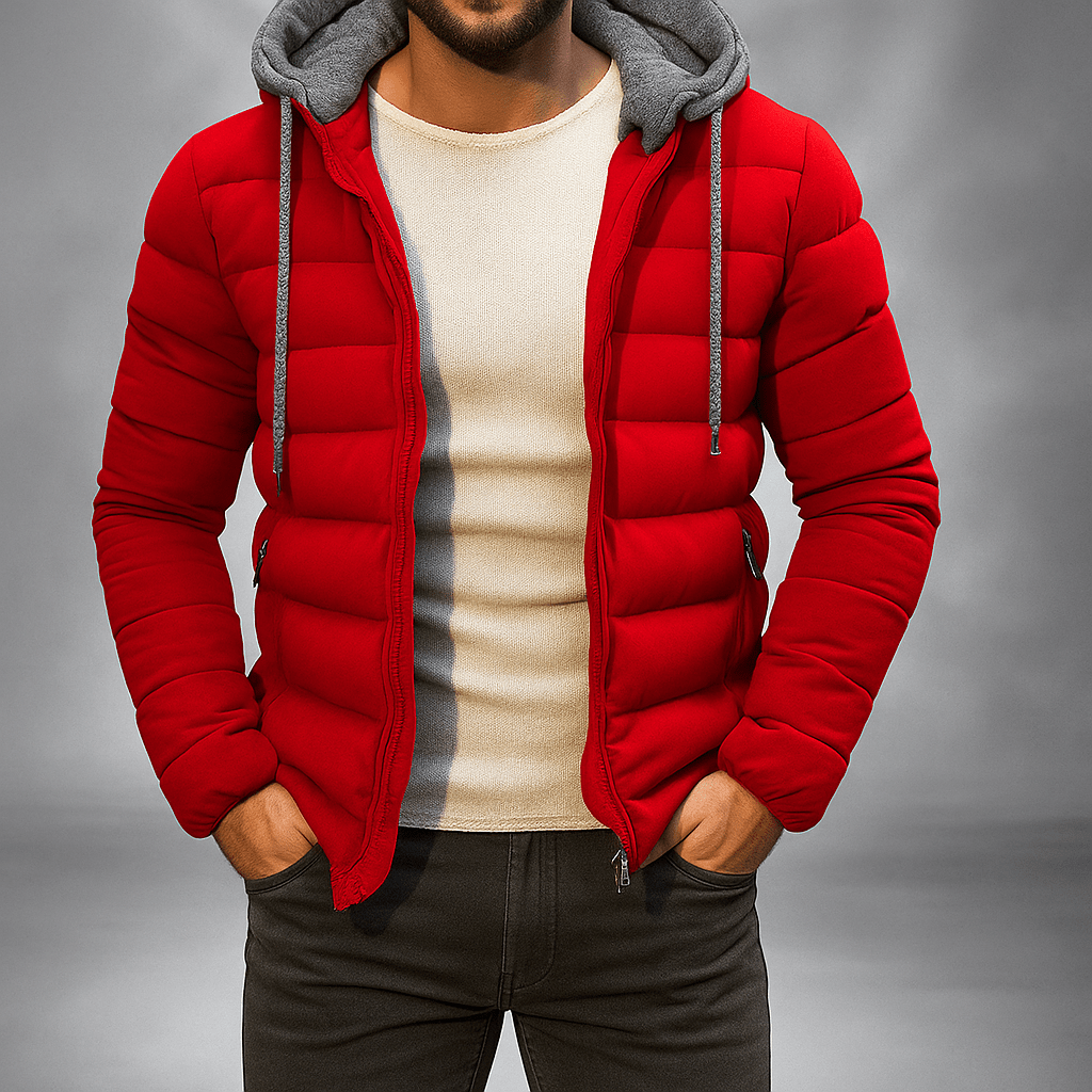 Herre kevyt talvitakki - vetoketju - huppu - kiristysnauha - EmiyoSuomi - Takit - Miehet