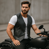 Herrer Premium nahkamoottoripyöräliivi miehille - EmiyoSuomi - Takit - Miehet