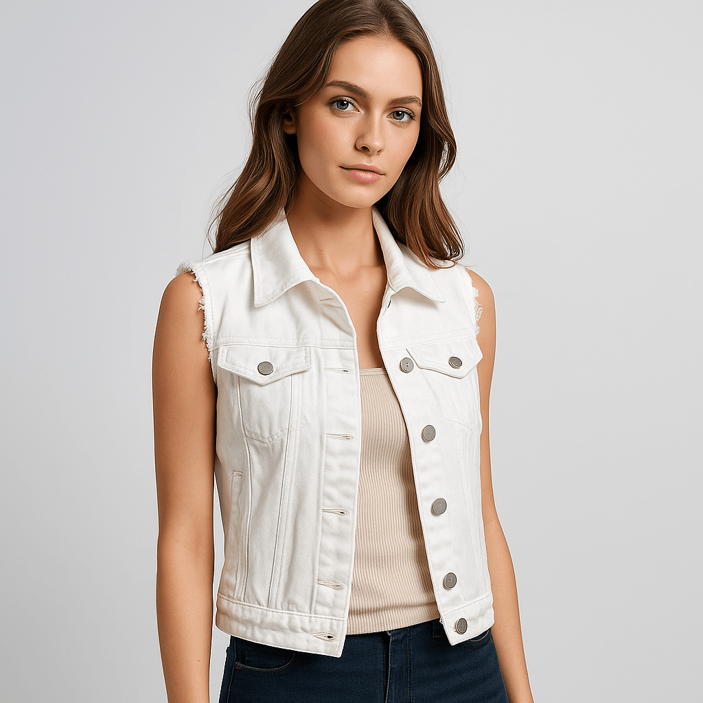 Hihaton Denimliivi - Vaaleat Värit - Kevätmallisto - EmiyoSuomi - Naisten liivi