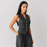 Hihaton Harmaa Liivi - Villasekoitus - Tyylikäs Mukavuus - EmiyoSuomi - Naisten liivi