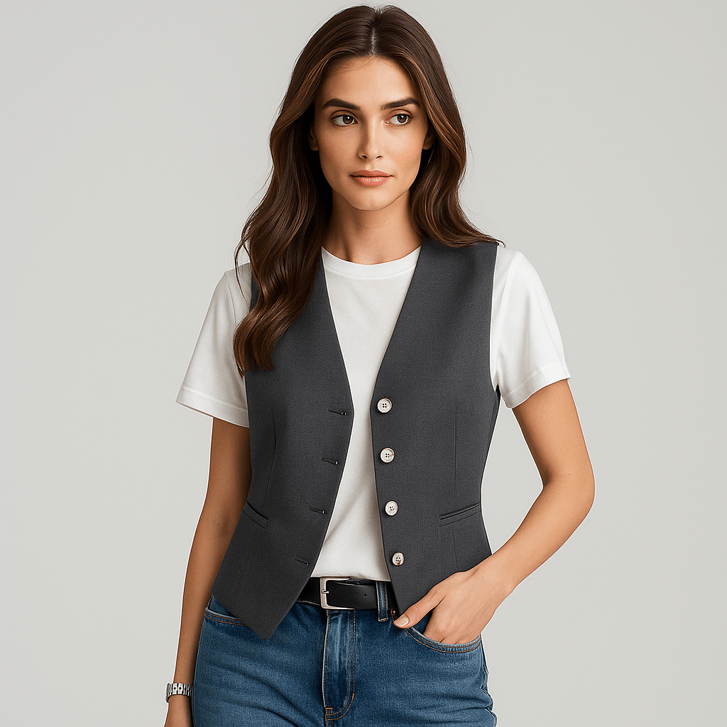 Hihaton Harmaa Liivi - Villasekoitus - Tyylikäs Mukavuus - EmiyoSuomi - Naisten liivi