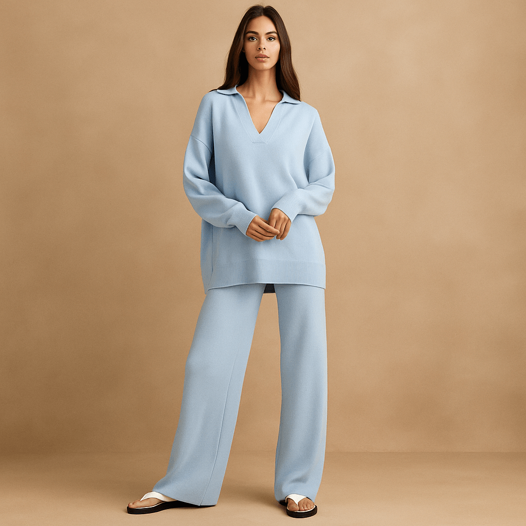 Housut ja Neulepuserosetti - Mukava - Tyylikäs - Laadukas - EmiyoSuomi - Neulepusero Nainen