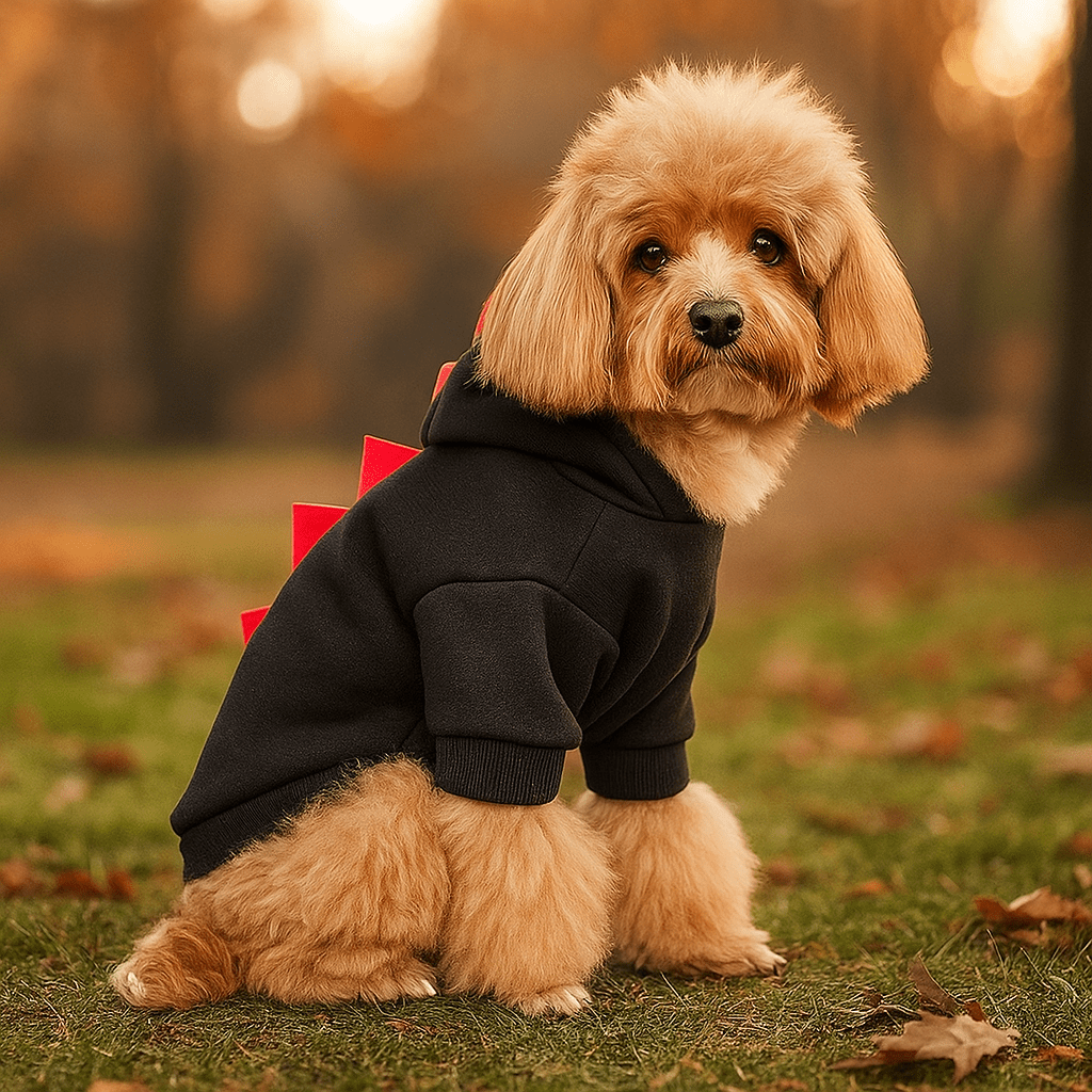 Hund Dinosaur Halloween Hoodie - Lämmin Fleece Puku - Hauska Lemmikkivaatteet - EmiyoSuomi - Halloween