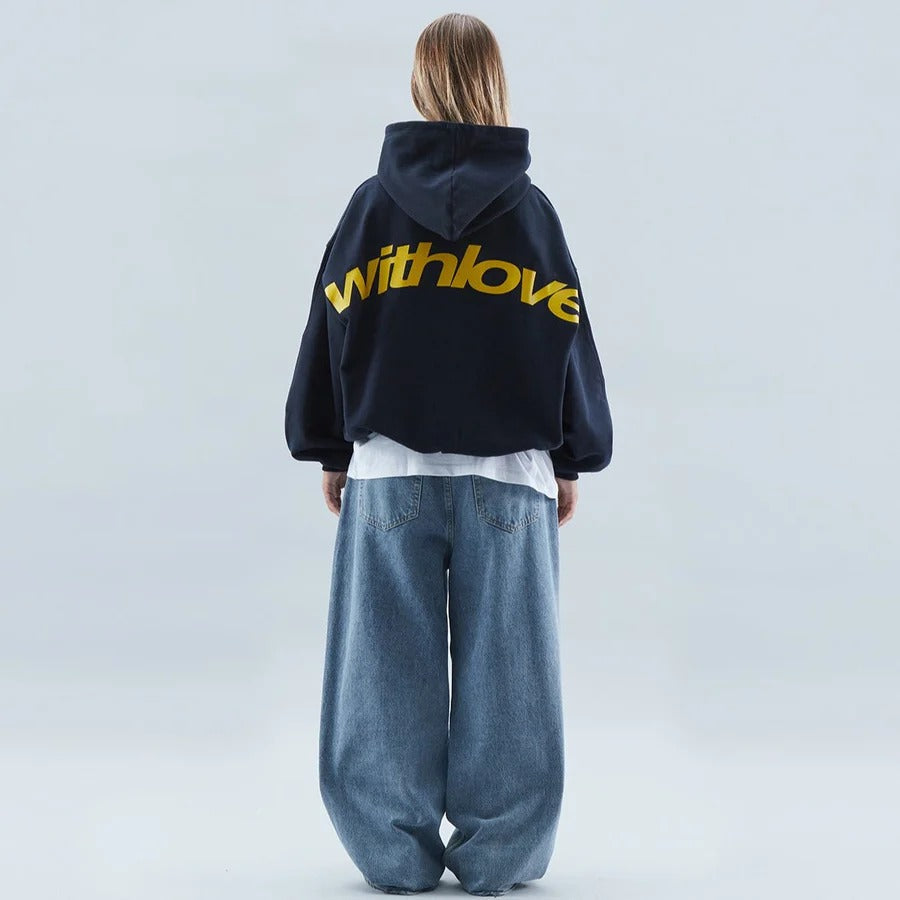 Oversized huppari löysä casual istuvuus etupainatus