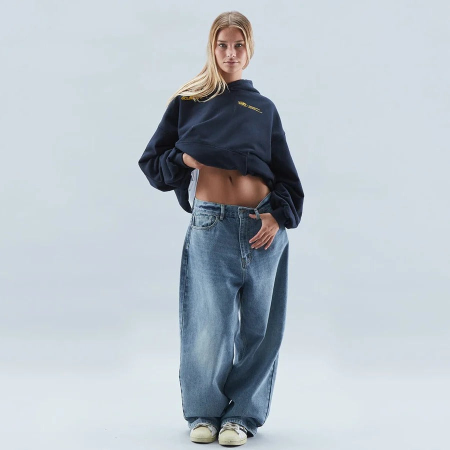 Oversized huppari löysä casual istuvuus etupainatus