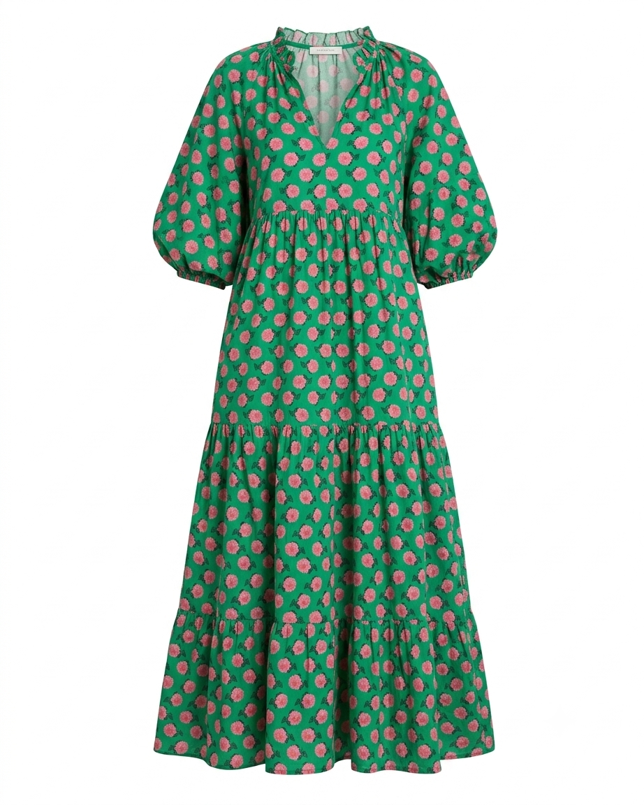 Lange jurk | Dames groen model | Elegante zomerjurk