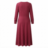 Damen Maxikleid | V-Ausschnitt, Langärmlig | Lässige Passform