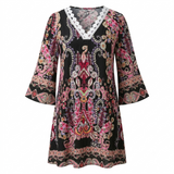 Zomerse jurk | Voor dames, kant, V-hals | Elegante, lichte jurk