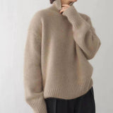 Naisten kashmir turtleneck sweater löysä istuvuus yksivärinen