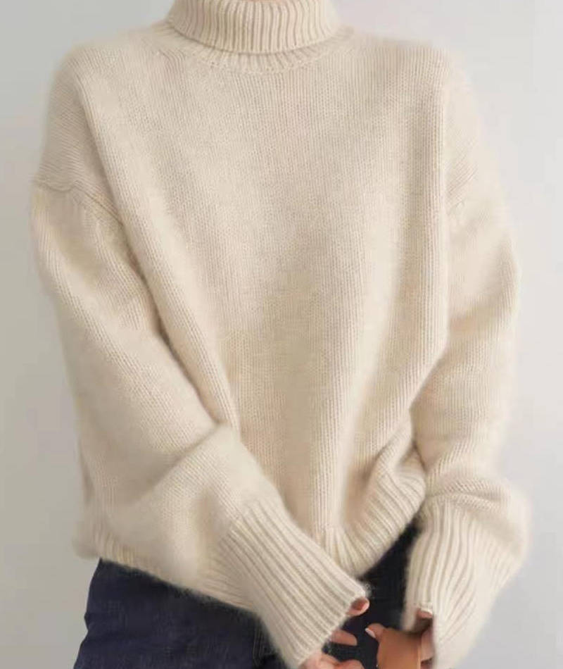 Naisten kashmir turtleneck sweater löysä istuvuus yksivärinen