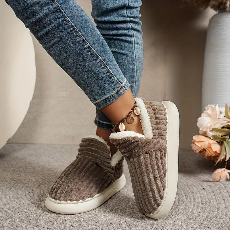 Sherpa Cord – Dames warme pantoffels voor thuis