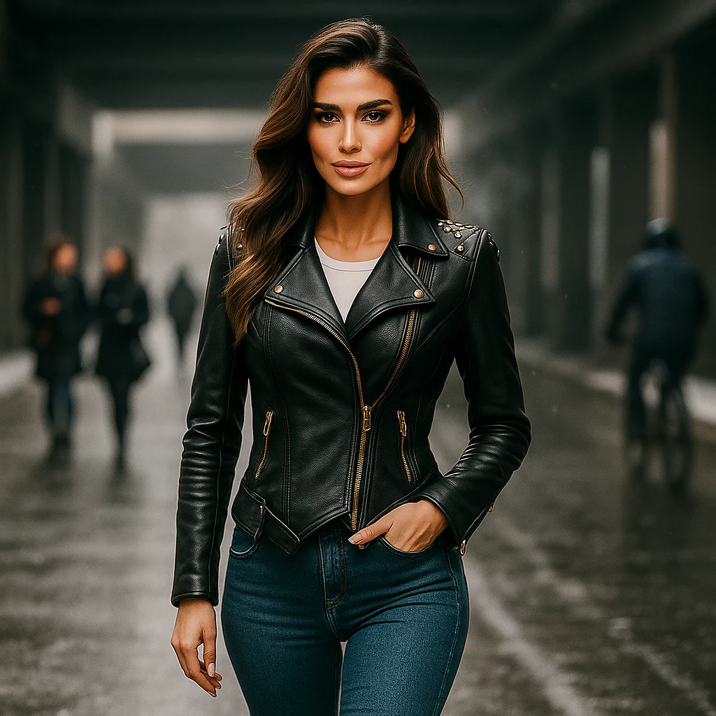 Goottilainen læderjakke til kvinder - stærk stil - unik design