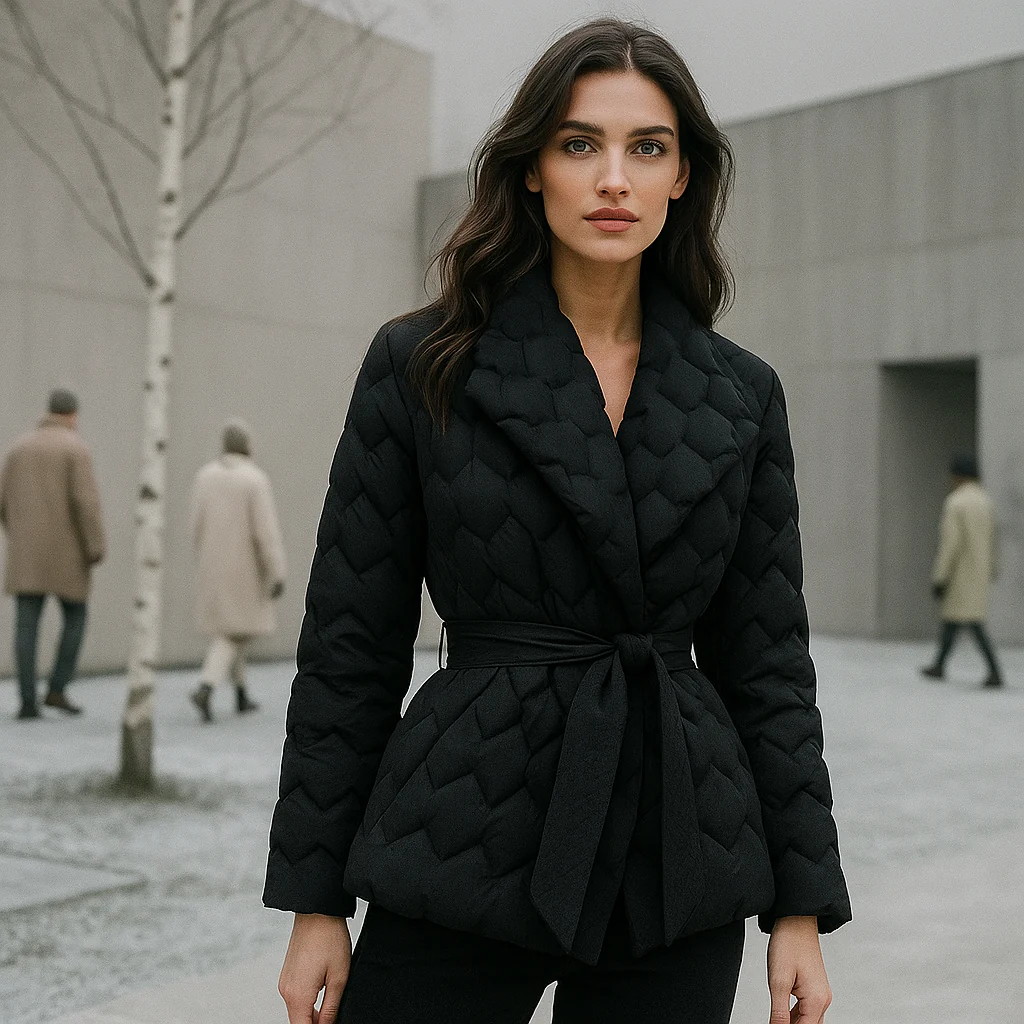 Dames Gewatteerde Jas - Op Maat Gemaakt - Riem in de Taille - Warm & Stijlvol