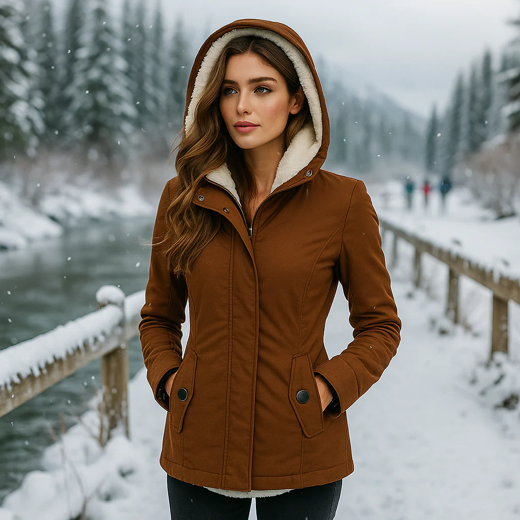 Camila Plisseret Katoenen Jas - Capuchon - Licht & Stijlvol