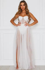 Vintage pitsinen maksimekko - hihaton - elegantti