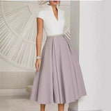 Kaksivärinen midi-mekko - lakkiaismekko - tyylikäs naisten juhlamekko