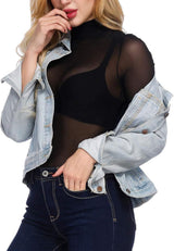 Tyla - Naisten läpinäkyvä verkkopaita - Pitkähihaiset - Elegantti tyyli