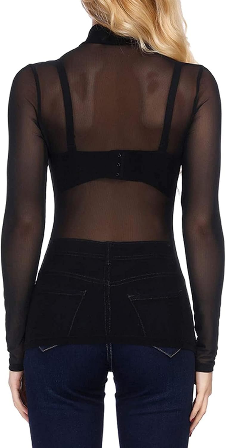 Tyla - Naisten läpinäkyvä verkkopaita - Pitkähihaiset - Elegantti tyyli