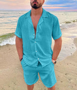 Julian Lyhythihainen paita - Shortsit Set Miehille Kesämuoti - EmiyoSuomi - Miesten T - paidat