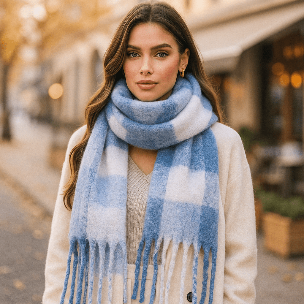 Karmin Ruudullinen Huivi – Eleganssia, Pehmeyttä ja Lämpöä - EmiyoSuomi - Huivit