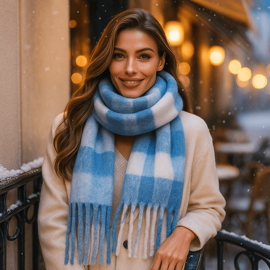 Karmin Ruudullinen Huivi – Eleganssia, Pehmeyttä ja Lämpöä - EmiyoSuomi - Huivit